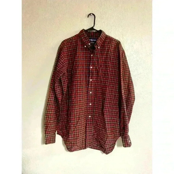 Ralph Lauren Polo Men Classic Fit Button-Down Shirt Red Gingham L Cotton - Picture 1 of 7
